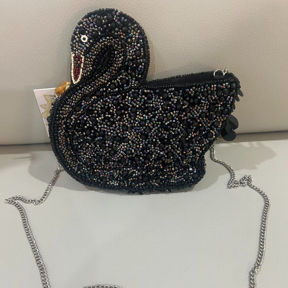 From India to You Black Swan Beaded Sequin Bag Crossbody Tik Tok Viral RARE NWT - Picture 5 of 6
